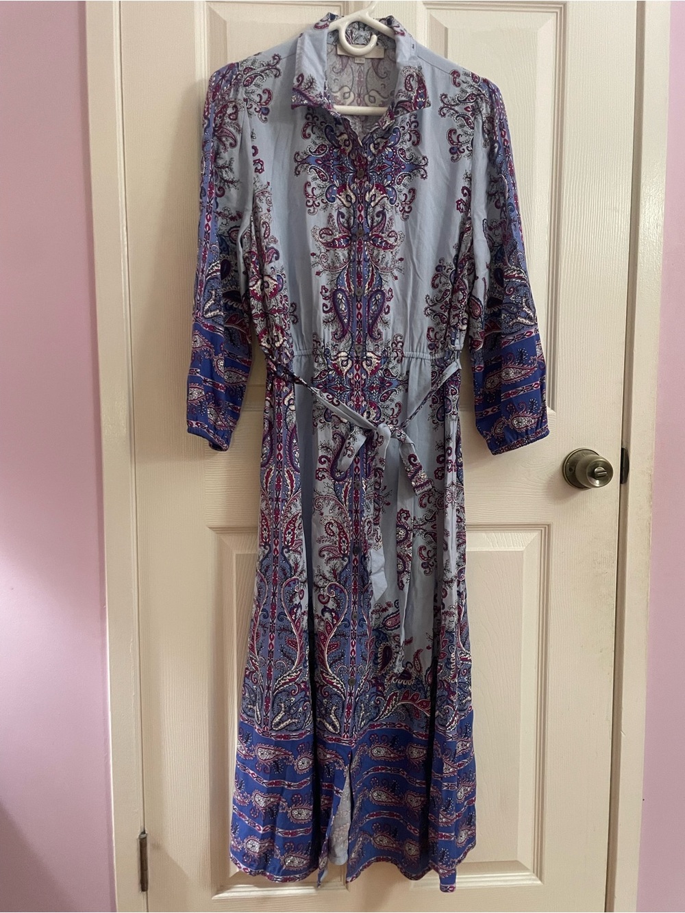 LOFT Floral Print Blouse in Light Blue and Pink